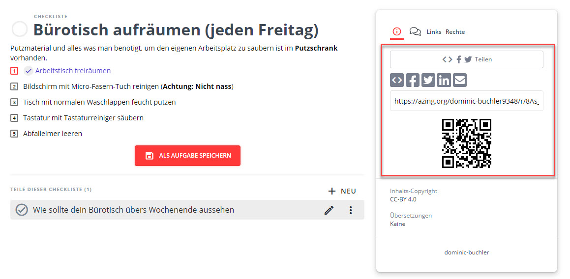 Teile deine Checkliste mit anderen